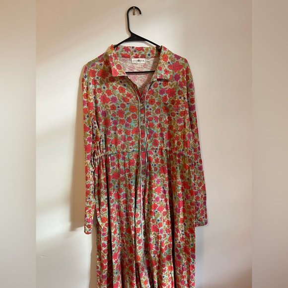 Natural Life Christa Knit Maxi Dress Watercolor Neon XL Boho Prairie Artsy - Picture 4 of 9